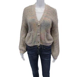 BB Dakota Womens V Neck Button Down Knit Cardigan Multicolor Size M